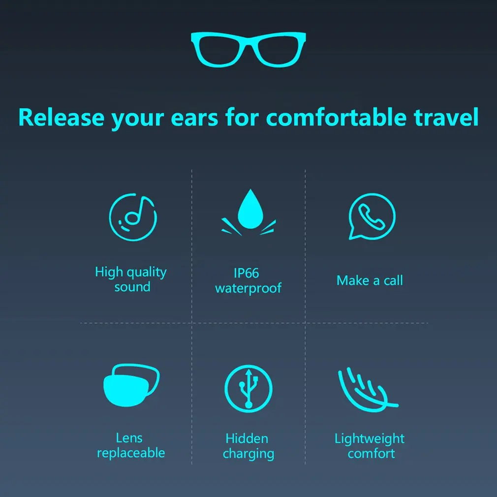 

MG11 Music Glasses Opening Earphone Audio Sunglasses Speaker UV Protection Portable Wireless Music Glasses