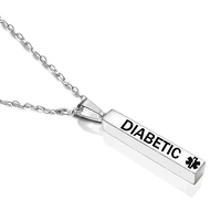 diabetic medical alert pendant necklace stainless steel wishing pillar columnar disease sos necklaces women men fashion jewelry
