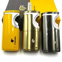 cohiba metal cigar lighter triple flame jet torch cigarette tobacco lighter wcigar punch smoking tool windproof refillable