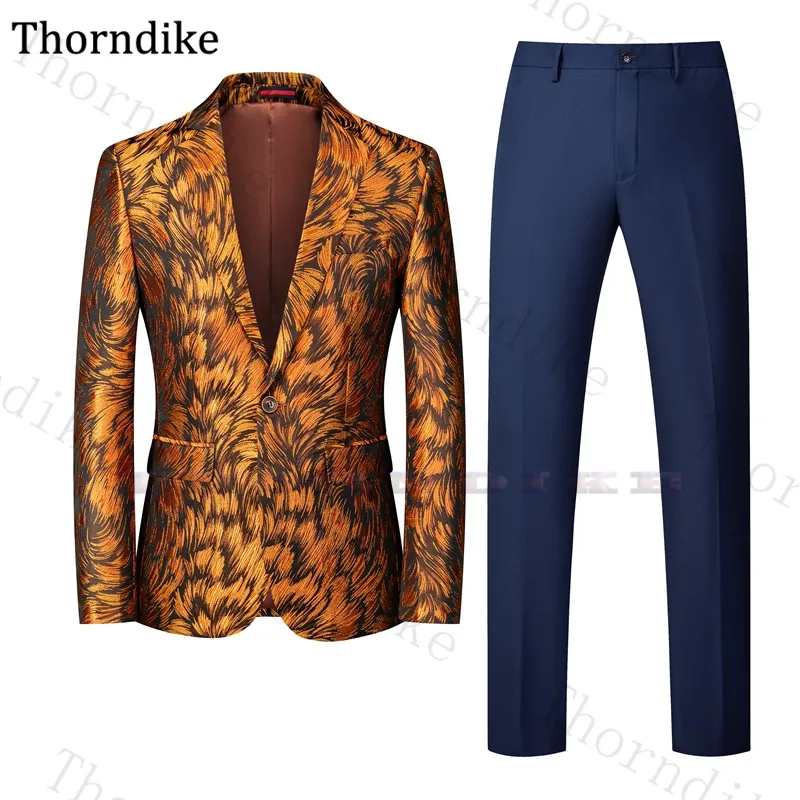 Модный однобортный костюм для жениха Thorndike смокинг с цветочным принтом мужской