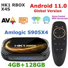 ТВ-приставка на Android 11 с четырехъядерным процессором Amlogic S905X4 4G 128G HK1 RBOX X4S Smart TV BOX USB 3.0 5G Dual WIFI 8K