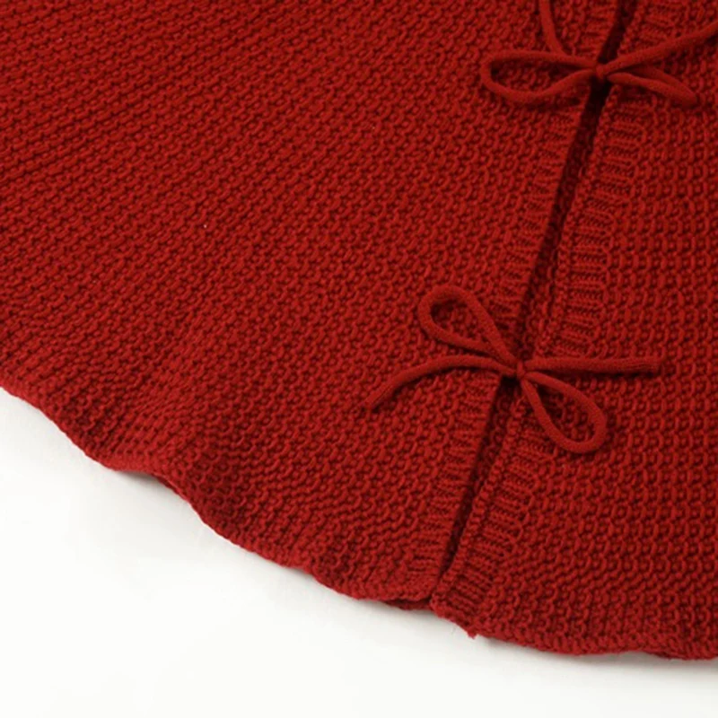 

Knitted Christmas Tree Skirt, Red Christmas Tree Skirt Christmas Decoration Holiday Tree Christmas Decoration