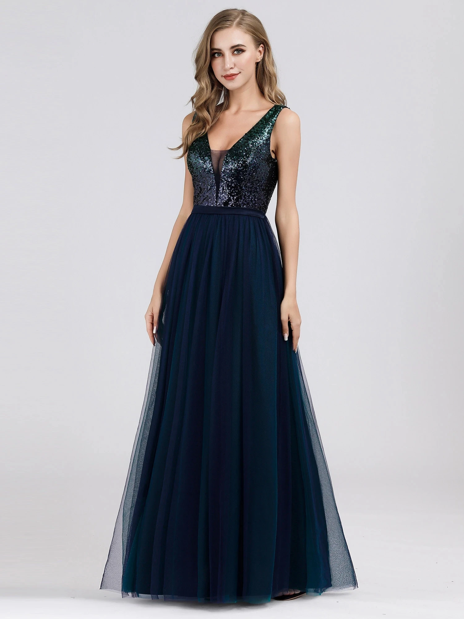 

V-Neck Sequin Dress Patchwork Wholesale Evening Party Dresses