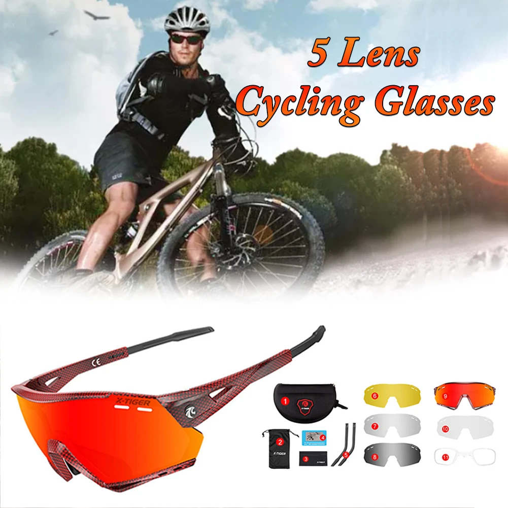

Polarized 5pcs Interchangeable Lens Cycling Glasses Road Bike Eyewear Cycling Sunglasses MTB Mountain Bicycle Cycling Goggles