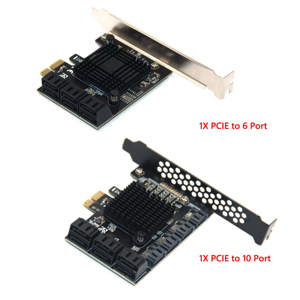 

SATA PCIE 1X Adapter 6/10 Ports PCIE X4 X8 X16 to SATA 3.0 6Gbps Interface Rate Riser Expansion Card for Desktop Supports 32TB