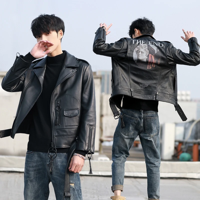 

Casual Automotive Leather Jacket Coats Mens 3XL Plus Size Slim Fit Leather Jacket Coats US Style Biker Male PU Streetwear A844