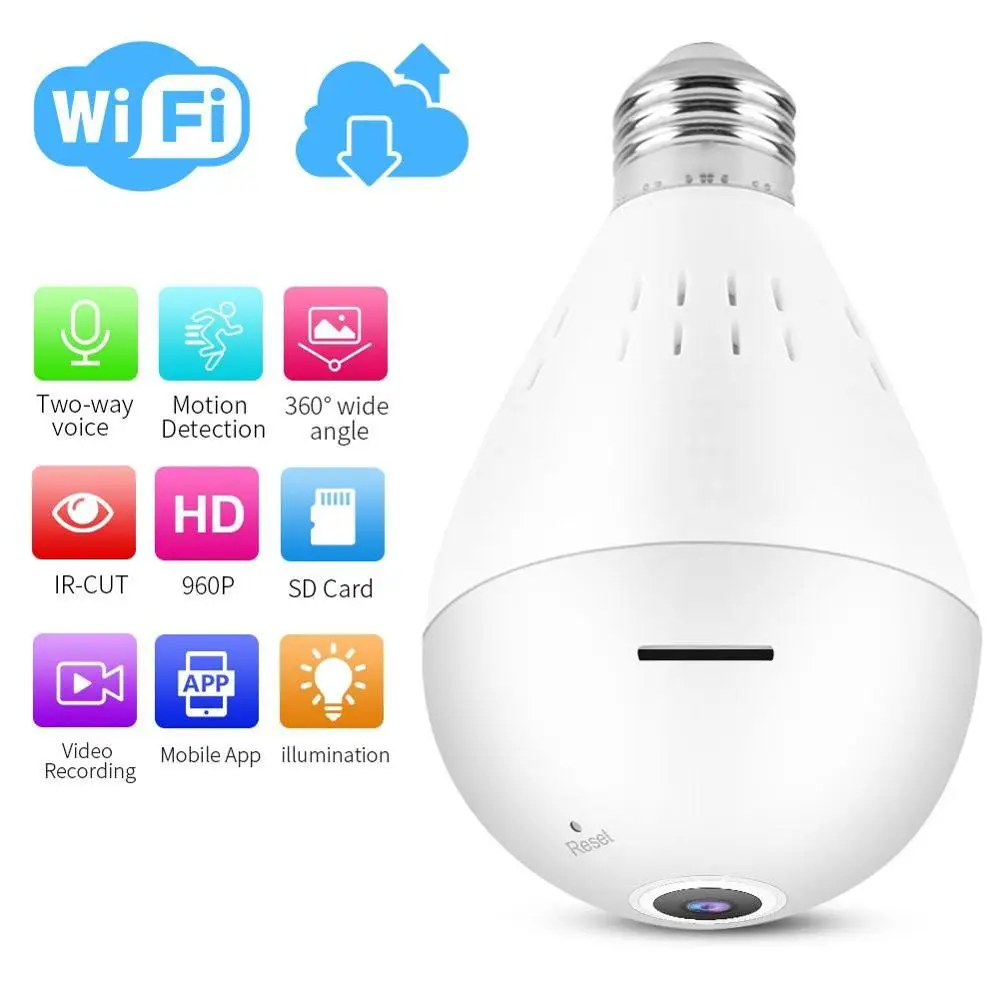 360 градусов панорамная лампа видео Камера 1 3 миллионов Пиксели 960P HD и поддержкой Wi