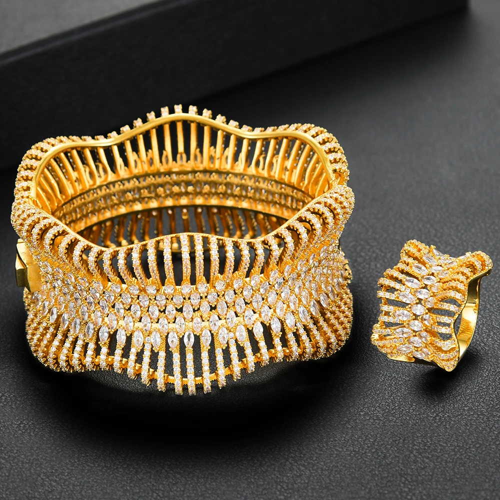 SISCATHY благородный женский большой полый золотой браслет кольцо ювелирный набор