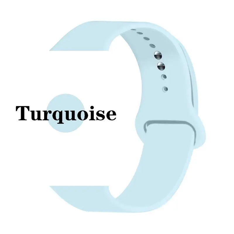 Turquoise Oulucci Одноцветный ремешок для apple watch 38 мм/40 мм/42 мм/44 мм спортивный ремешок силиконовый ремешок аксессуары для apple watch 5/4/3/2/1 - Цвет ремешка: Turquoise