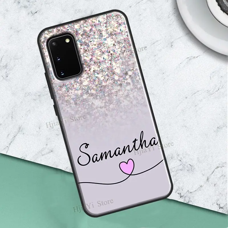 Розовый мрамор ПЕРСОНАЛИЗИРОВАННЫЙ инициал имени для телефонного чехла Samsung Galaxy S22 Ultra S21 S20 FE Note 20 10 S8 S9 S10 Plus.