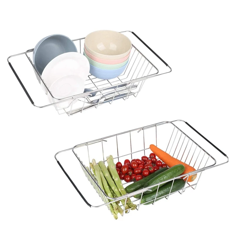 

Expandable Dish Drying Rack,in or over the Sink Dish Rack,Deep and Large Dish Drainers,Suitable for Fruits (2 Pcs)