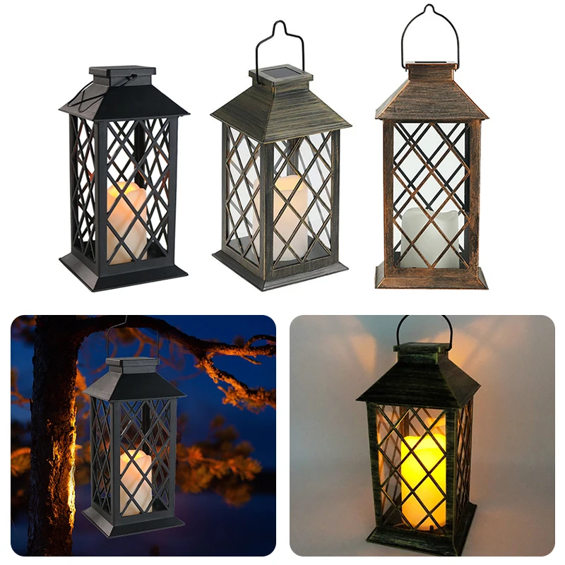 Лампа на солнечных батареях Ретро Фонарь Свеча мерцающий светильник