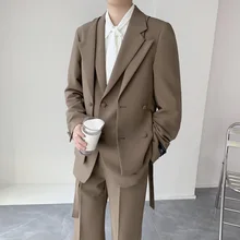 Oimg moda masculina na moda terno falso de duas peças terno design solto terno de duas peças terno masculino deus terno (1)