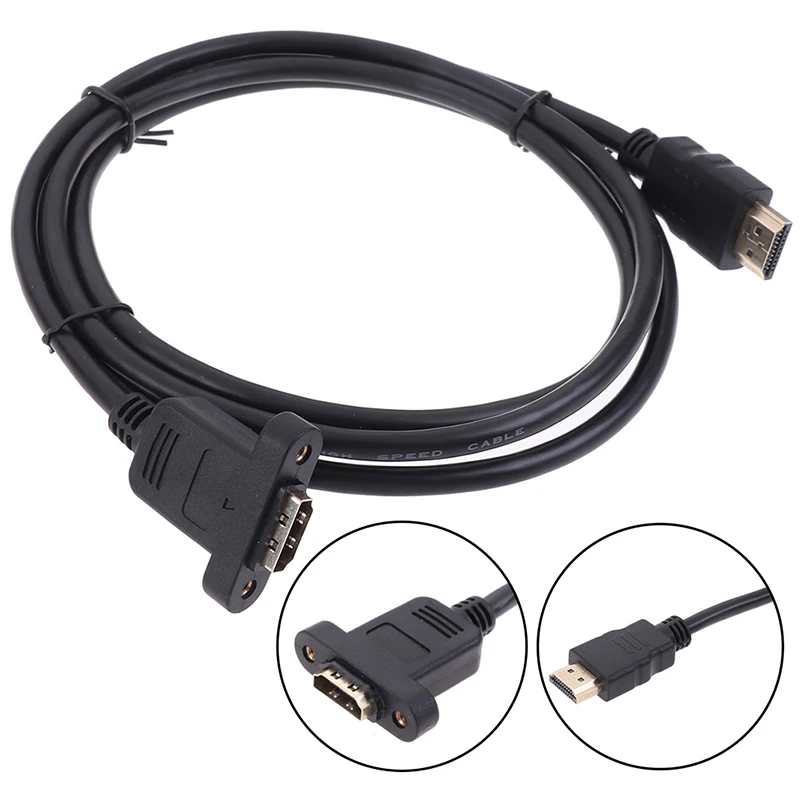 Удлинительный кабель HDMI штекер-гнездо Позолоченный с винтовым панельным