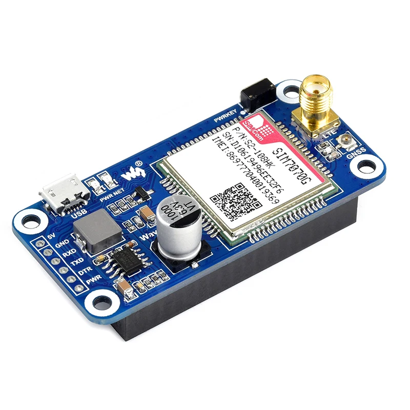 Шляпа SIM7070G NB-IoT / Cat-M GPRS GNSS для Raspberry Pi 4 Модель B /3B +/3B/Zero с позиционированием |