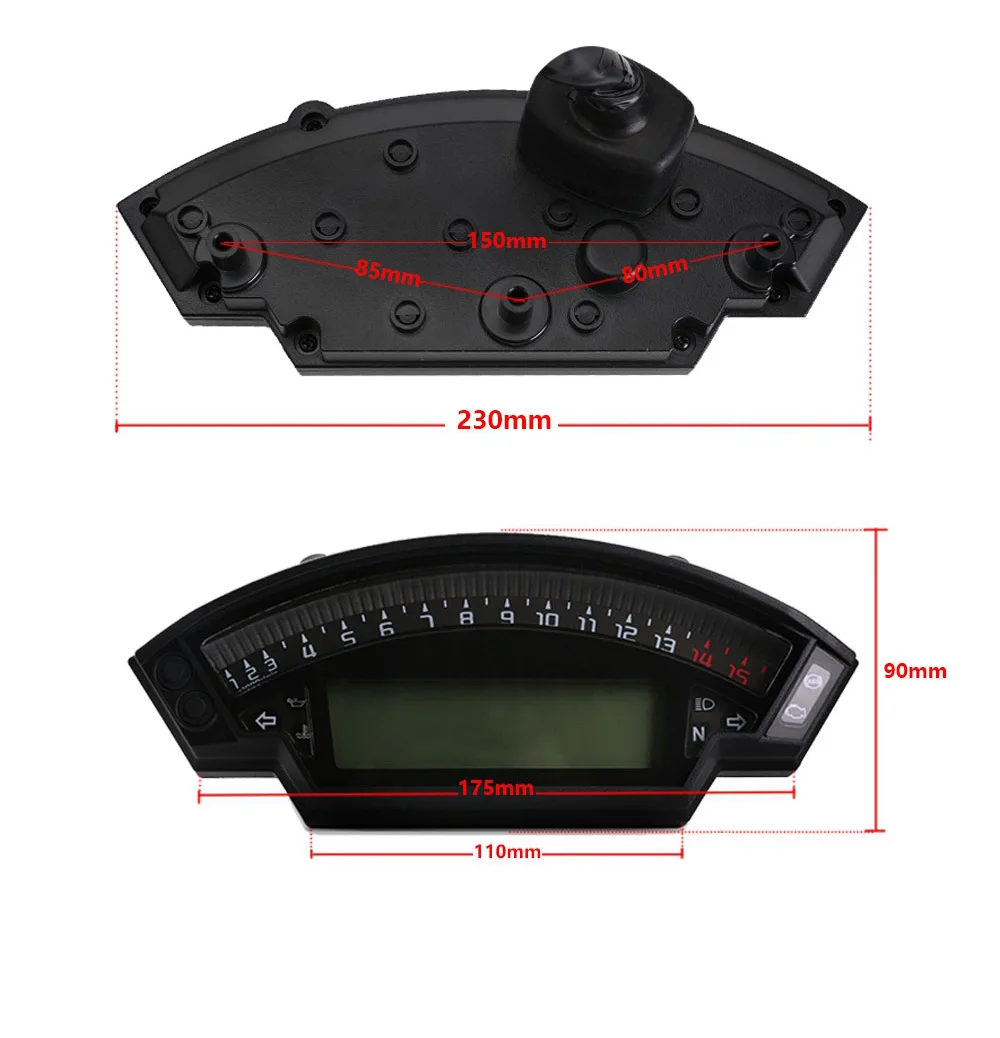

Motorcycle Universal LCD Digital Speedometer 14000RPM 6 Gear 199km/h Backlight Motorcycle Odometer For 1,2,4 Cylinders Meter