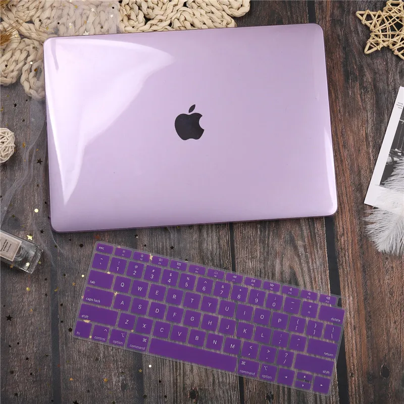 Crystal purple Для Macbook Air retina 11 12 13," кристально чистый чехол для Macbook Air Pro 13 15 16 Touch Bar/Touch ID A1932 A2159 A2141 - Цвет: Crystal purple