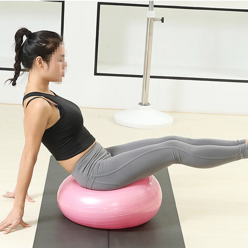 

Inflatable 50cm Donut Ball Core Training Pilates Yoga Ball Portable Gym Home Fitness Exercise Balance Stability Balls with Pump