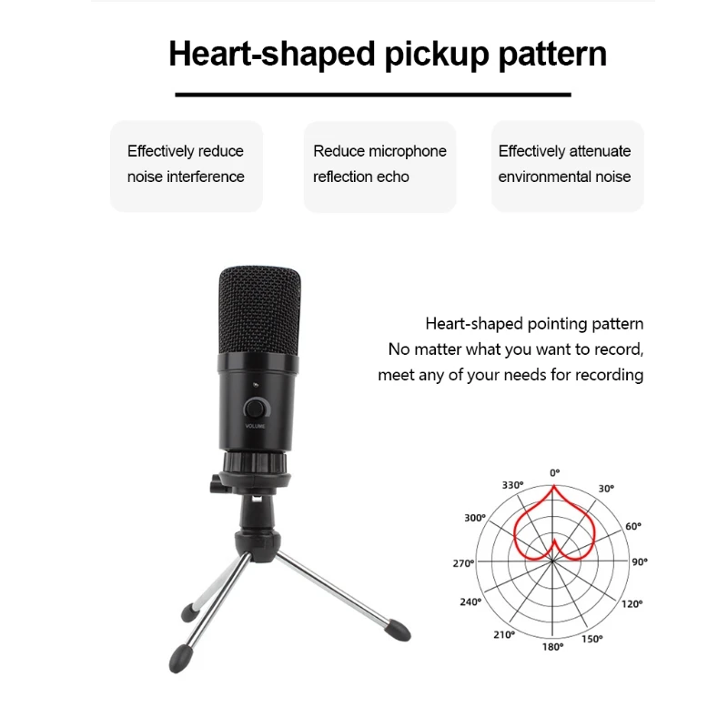 

85DD Metal USB Condenser Recording Microphone for Laptop/PC Novelty Audio&Video Mike for streaming Live&Singing Recording Set