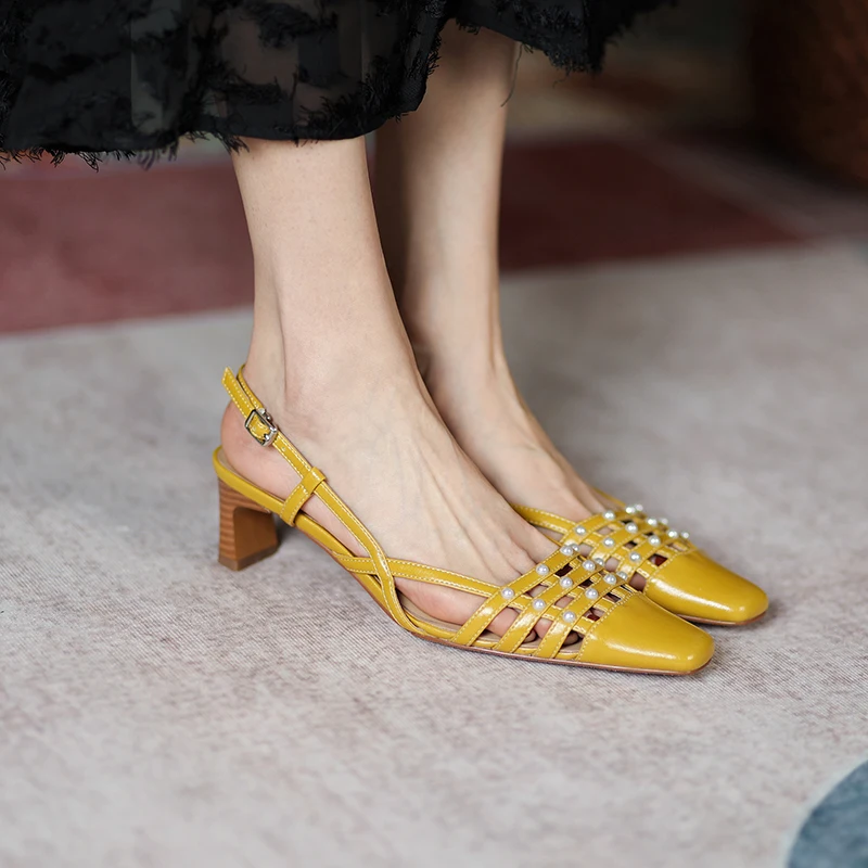 

New Women Sandals String Bead Gladiator Sandals Fashion Buckle Strap Summer Shoes Heels Handmade Casual Slip-On Shoes for Women