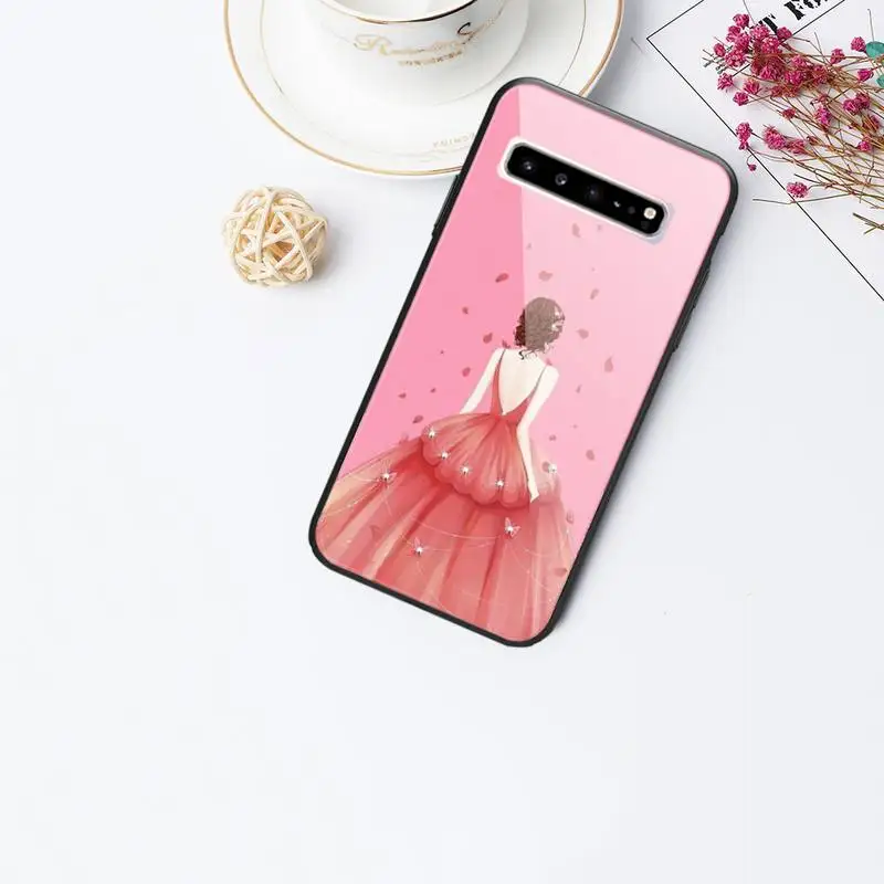

Wedding Dress Girl Glass Phone Case Shell For Samsung Galaxy S20 Ultra S10 S9 S8 S7 Plus Edge S10 E Lite Note 8 9 10 Pro Cover