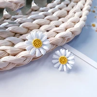 korean fashion style 2022 summer elegant white daisy flower stud earring for women girls cute piercing earring aesthetic jewelry