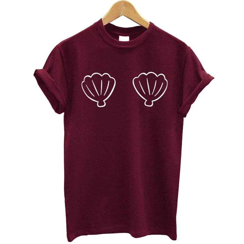 Женская футболка с коротким рукавом и принтом морской ракушки летние топы белая