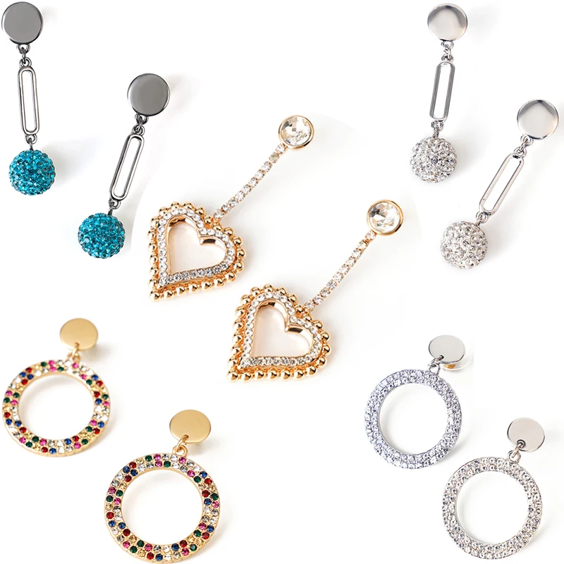 

Bling Bling Blue crystal ball earrings blue round crystal Rhinestone Bead cute style luxury jewelry designers Black nickel