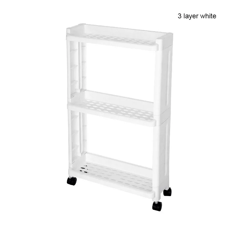 Кухня стеллаж для хранения 2/3/4 Слои съемный холодильник боковая полка с колесом Кухня Ванная комната организатор полка Gap держатель дропшиппинг - Цвет: 3 layer-white