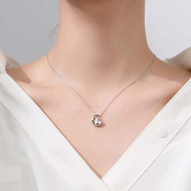 

New 2020 Japan Small Fresh Cute Rabbit Zircon Choker Necklace For Women Color Summer Pendants Neckalces Fashion Jewelry Gifts