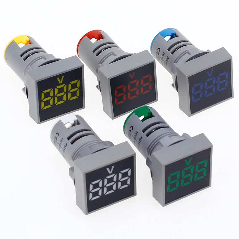 22MM AC 60-500V Voltmeter Square Panel LED Digital Voltage Meter Indicator Light