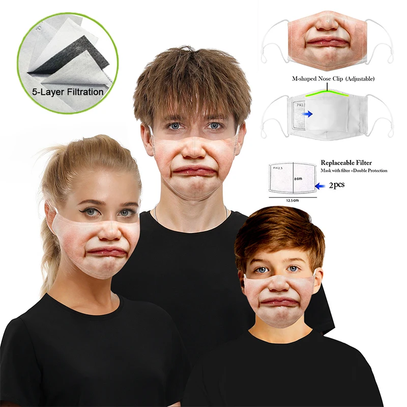 PM2.5 забавная маска для рта Пылезащитный фильтр с активированным углем