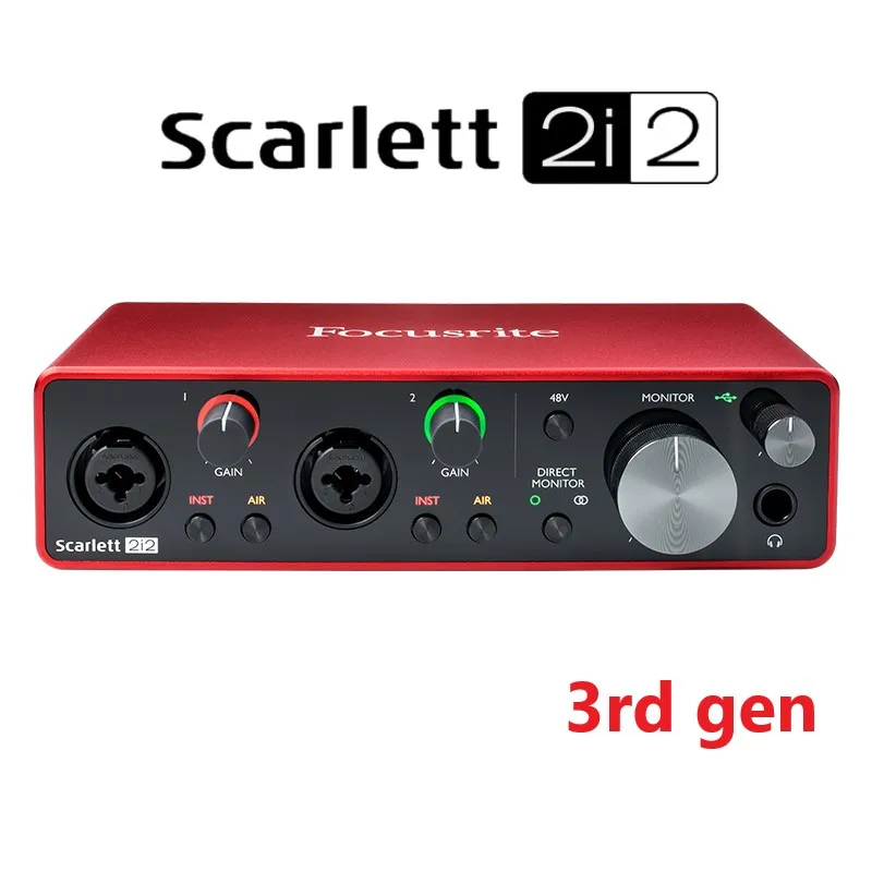 

Focusrite Scarlett 2i2 (3rd Gen) Audio Interface External USB Sound Card Recording Guitar Audio Headphone Amplifier Mic Preamp