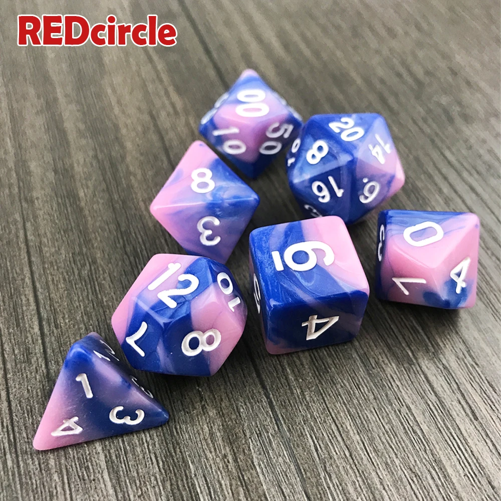 Новейший набор 2 х цветных костей 7 шт. с Туманностью Искусственные кости для игры