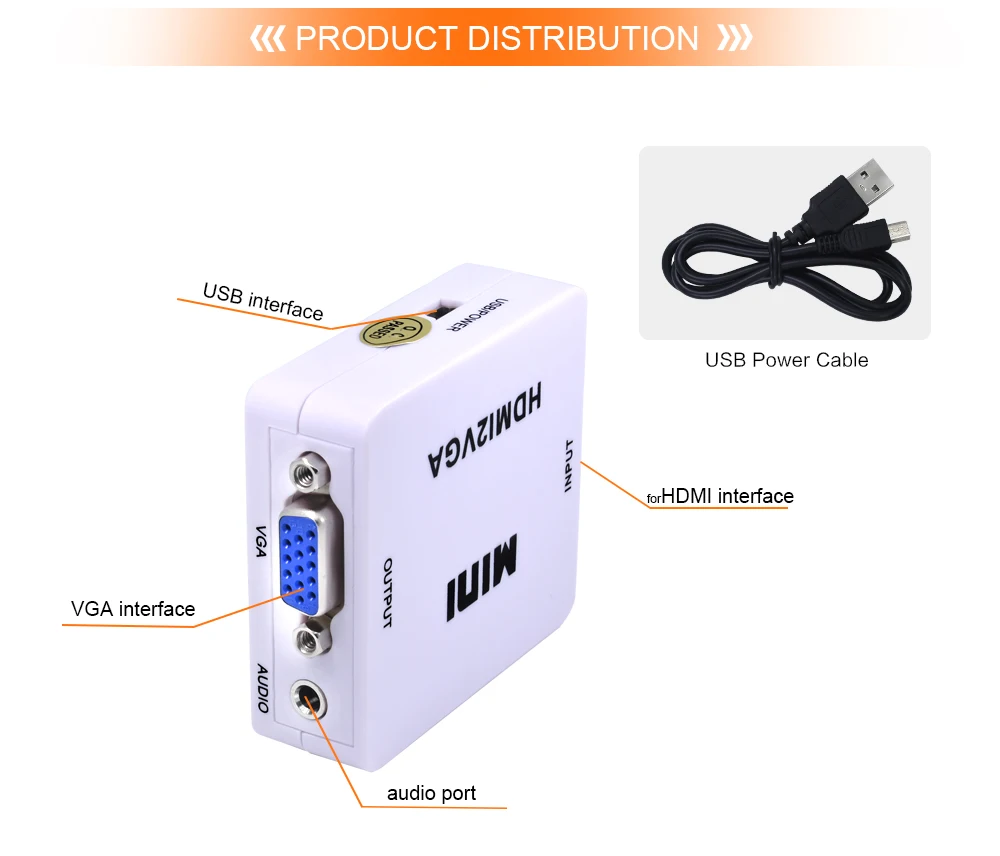 MINI HDMI в VGA конвертер оригинальный HD 1080P с 3 5 мм адаптером для видеобокса Xbox360 ПК DVD PS3