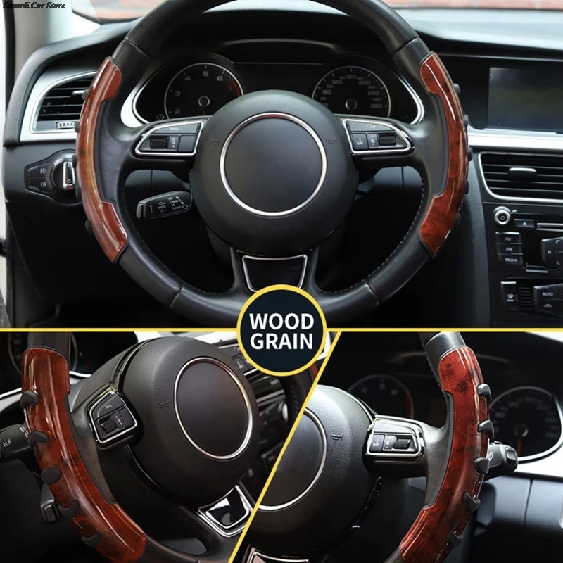 

1Pair Steering Wheel Non-Slip Cover Refit Silicone Anti-Sweat Carbon Fiber Safe Driving Decor Universal Steering Wheel Cover