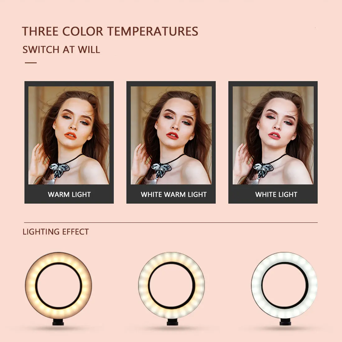 Светодиодный кольцевой светильник с регулируемой яркостью селфи заполняющий 6