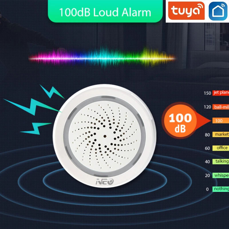 

Tuya Smart Life WiFi USB Siren Alarm Detector Sensor Wireless Sound Light Alarm 3 In 1 With Temperature And Humidity Sensor
