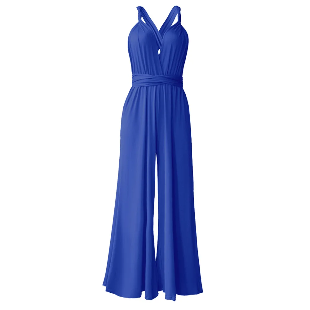 

Wide-leg Jumpsuit Rompers Womens Overalls Women Jumpsuits 2020 Streetwear V-neck Romper Spring Summer Lace-up Sleeveless Outfits