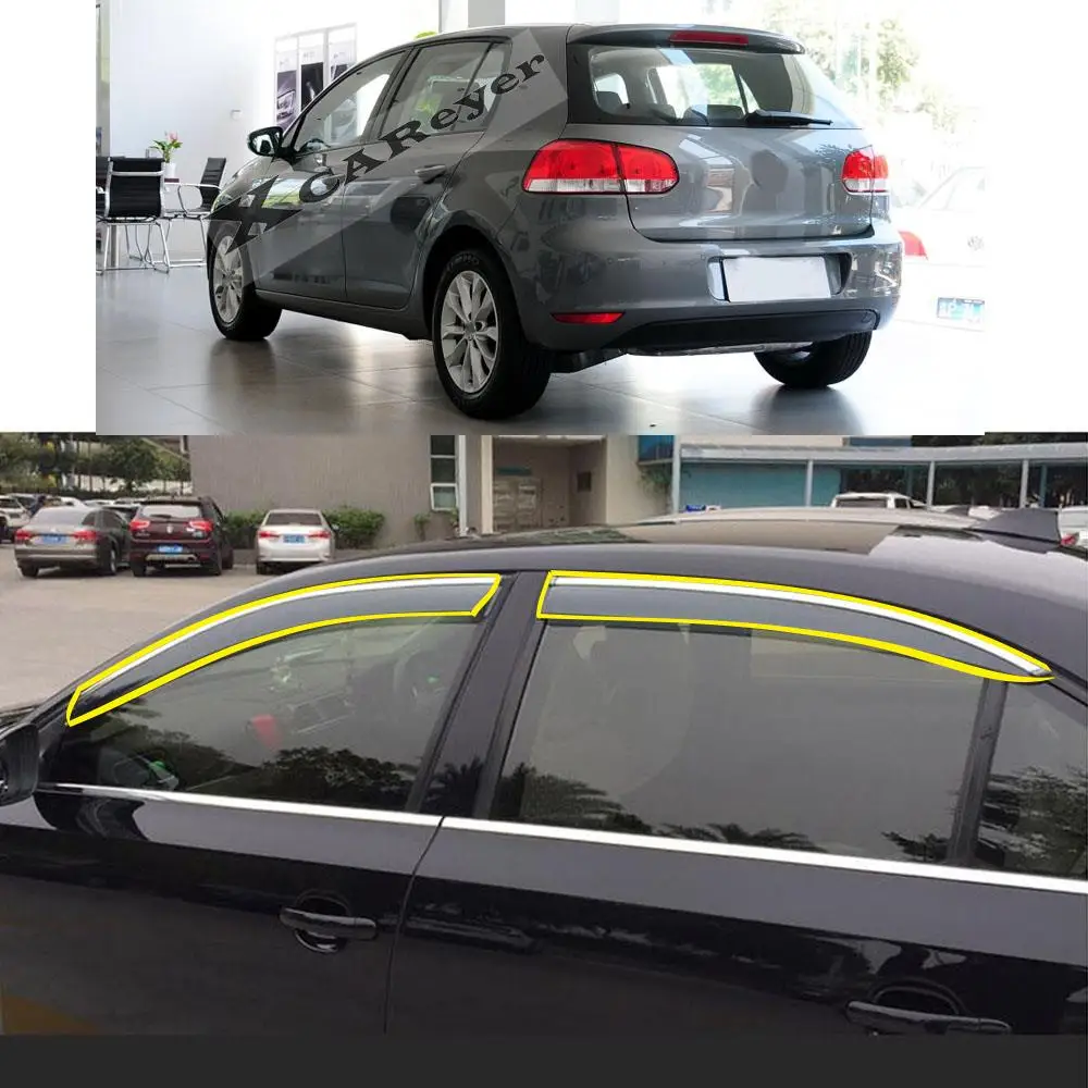 

Car Body Sticker Plastic Window Glass Wind Visor Rain/Sun Guard Vent Protector For VW Volkswagen Golf6 Golf 6 2009-2013