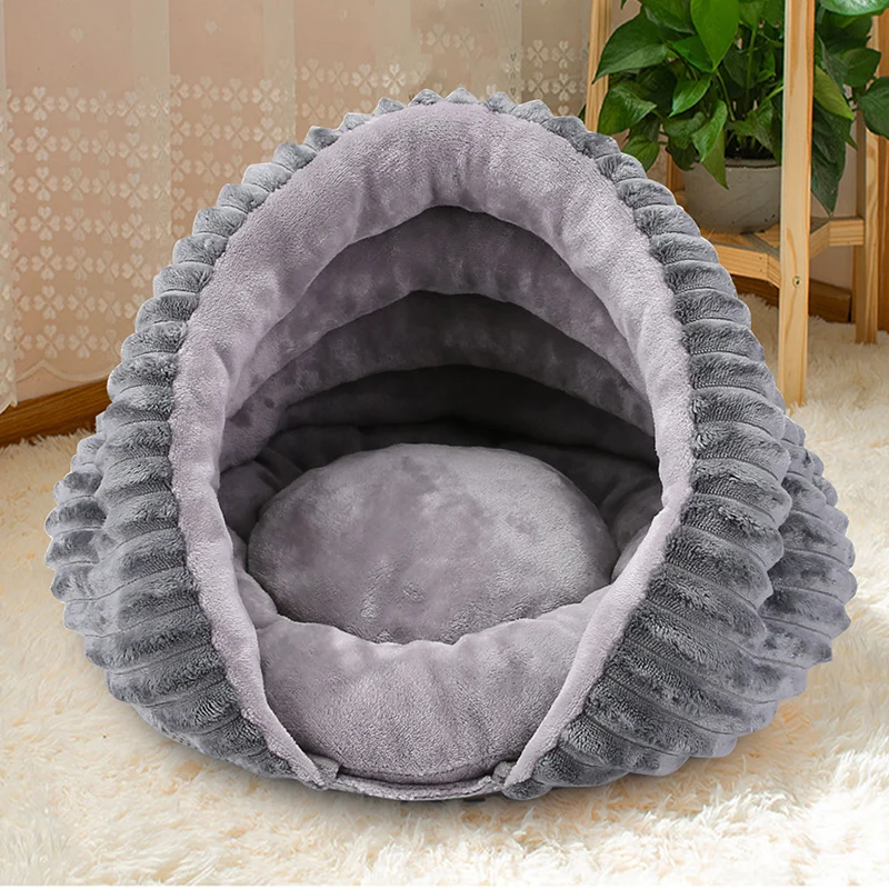 

Super Soft Pet Cat Beds Half Enclosed Tent Cave House Warming Cat Cave Mat Pad Pet Supplies For Cat Dog BJStore