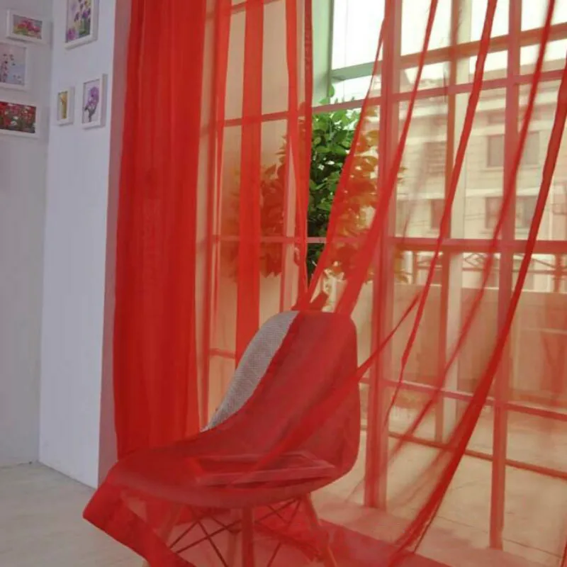 

Modern Window Treatments Curtain Europe Solid Color Tulle Living Room Kitchen Bedroom Drape Panel Sheer Voile Curtains