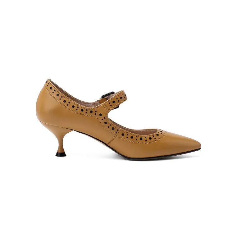 Женские туфли лодочки из мягкой коровьей кожи с острым носком и ремешком