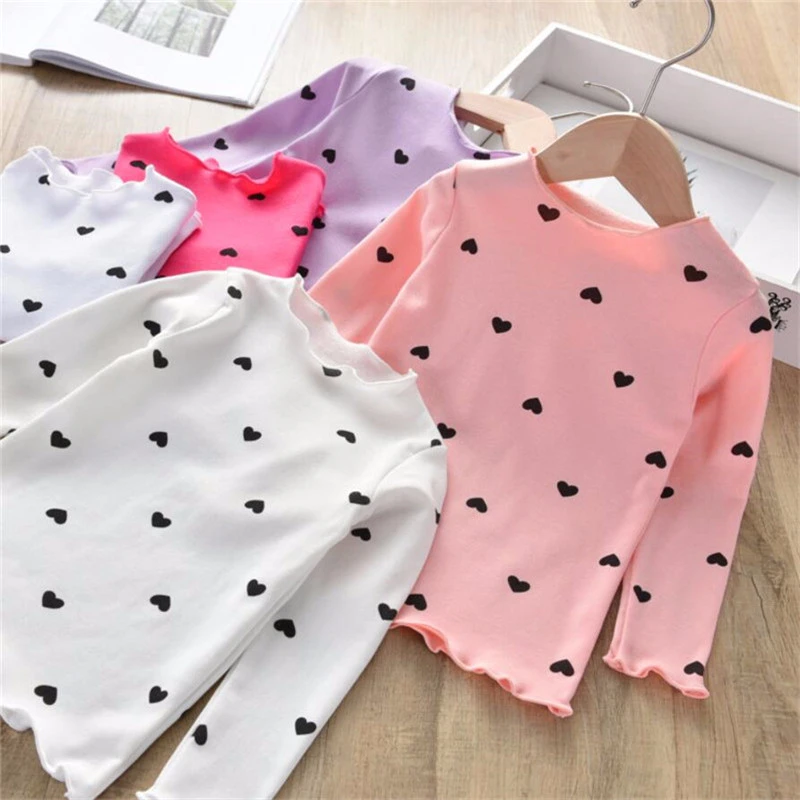 Cotton Baby Girls T-Shirt Long Sleeve Spring Kids Turtleneck Bottoming TShirts for Children Girl Tops Clothes