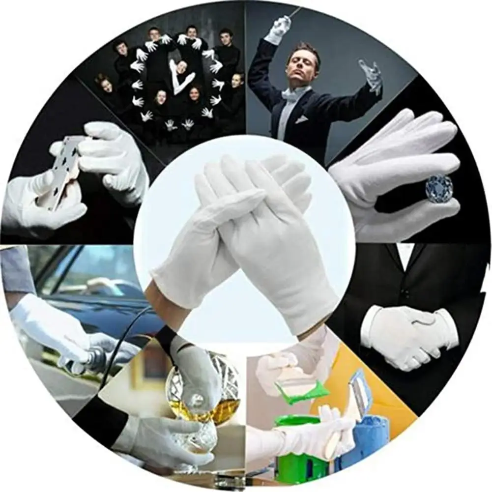 

1 Pair Of White Cotton Gloves Work Gloves Etiquette Waiters Labor Jewelry Clean Training Gloves Gloves Magician Gloves Jers O3A2