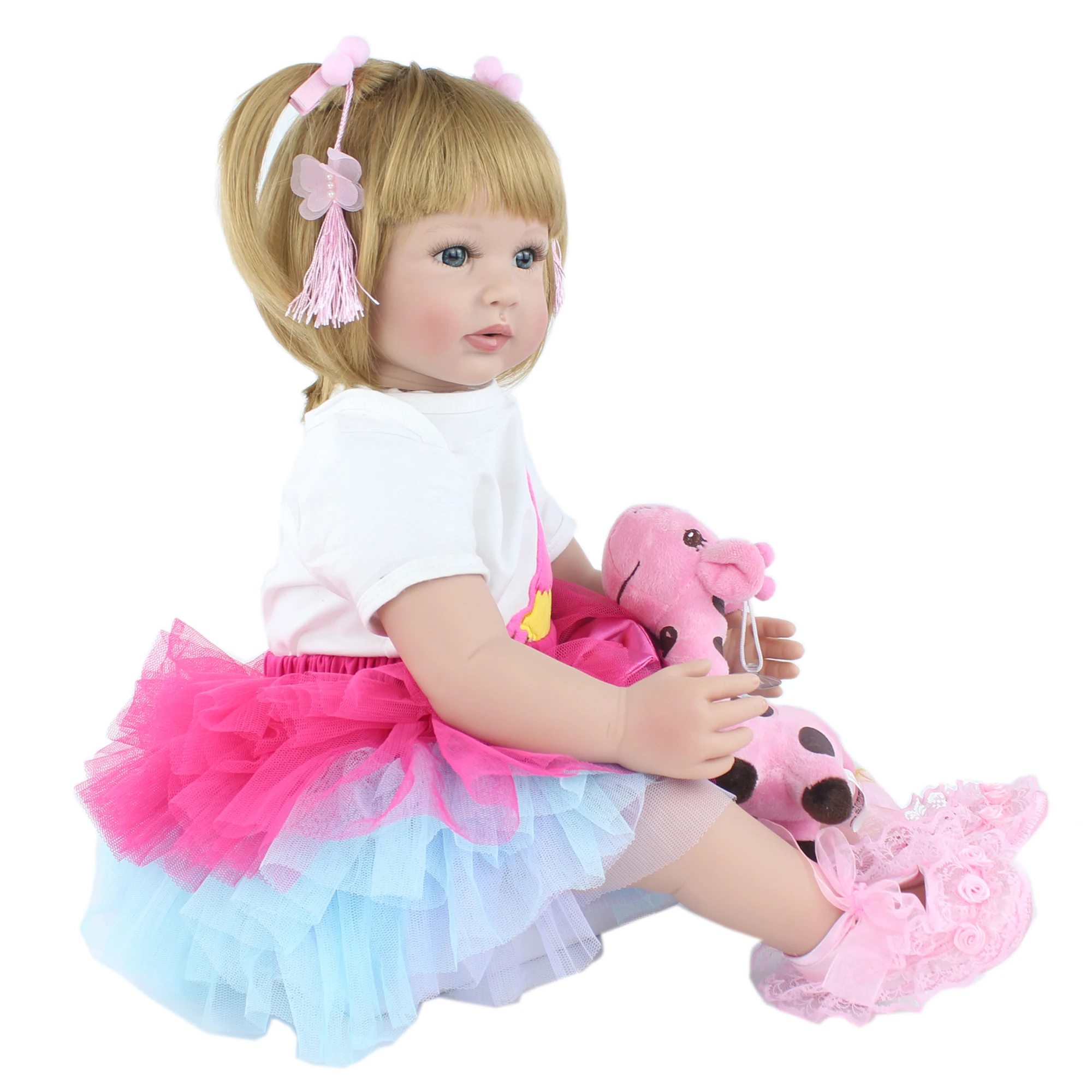 Special Offer 60cm Silicone Reborn Toddler Babies Doll Like Real Princess Blonde Bebe Kid Birthday Gift Dress up Toys | Игрушки и хобби