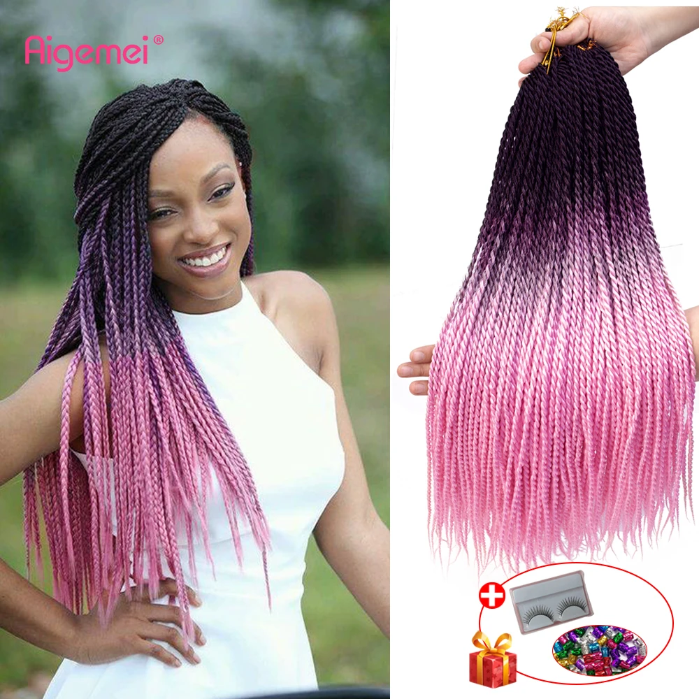 

Senegalese Twist Crochet Braids Synthetic Braiding Hair High Temperature Heat Resistant Fiber Crochet Hair Extensions 40 Roots