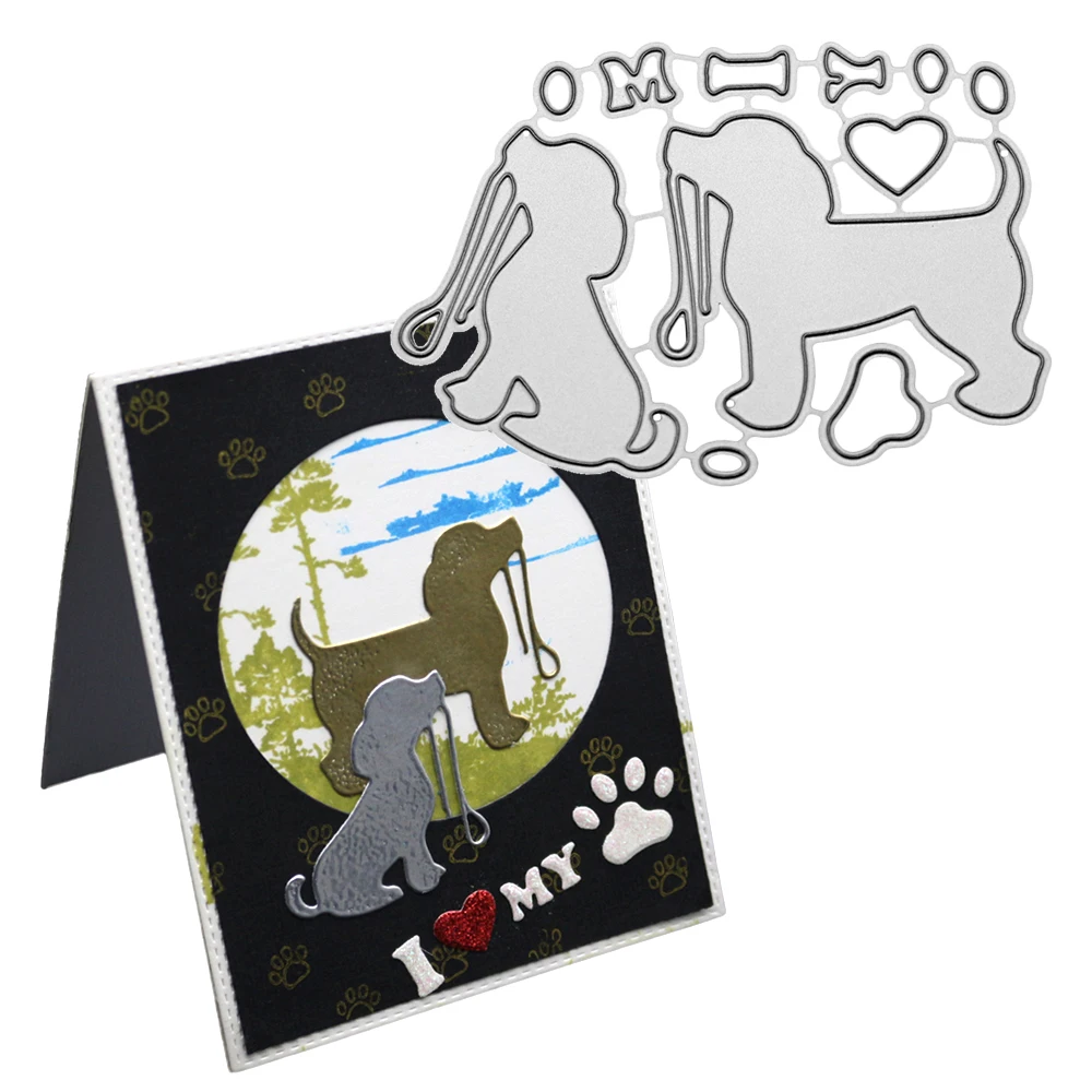 Металлические Вырубные штампы с изображением милой собаки рельефное украшение