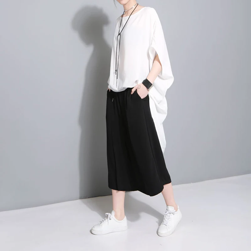 Ассиметричная плиссированная футболка XITAO на шнурке Корейская женская одежда 2019