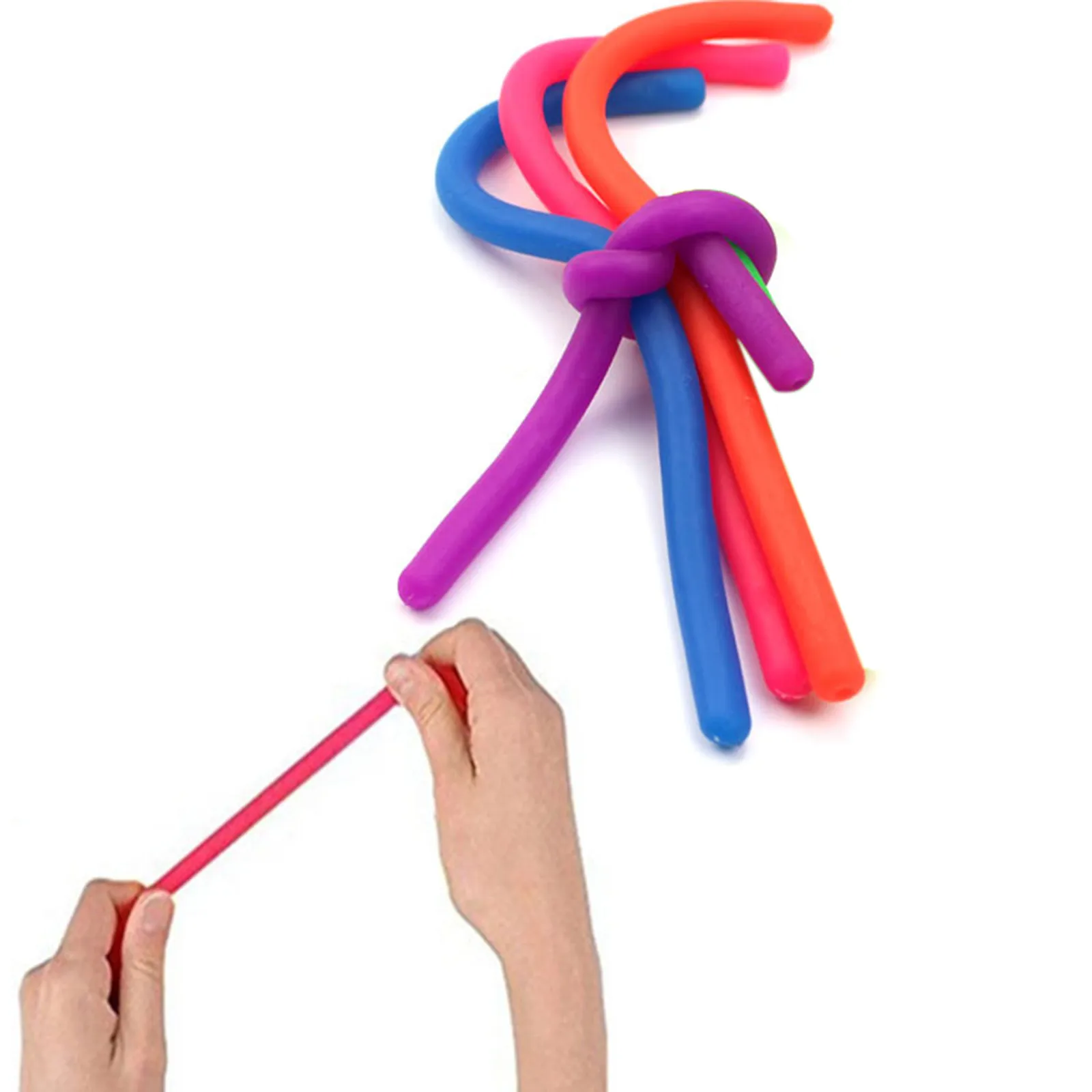 

4PC Sensory Fidget Elastic String Toys Soft Decompression Rope Squeeze Elastic Gift Toys Pressure Relief Squishmallow Figet Toys